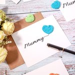 Carte de Vœux Personnalisée avec Texte Carte en Papier avec Cœur de Tricot Cadeau Fête des Mère Thanksgiving