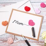 Carte de Vœux Personnalisée avec Texte Carte en Papier avec Cœur de Tricot Cadeau Fête des Mère Thanksgiving