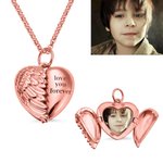 Personalised Picture Locket Angel Wings Heart Necklace