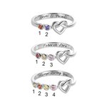 Bague de Coeur en Argent Sterling Personnalisée avec 2 - 4 Pierres de Naissance Cadeau pour Femme