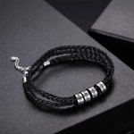 Pulsera de cuero trenzado con cuentas de nombre personalizadas