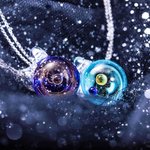 Collier pendentif Univers rond Voie lactée fait main avec initiales | Callie