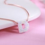 Collier avec Lettre Personnalisé Collier Initial en Opale Naturelle Cadeau Anniversaire Fête des Mères pour Femme