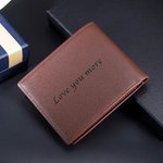 Personalised Men's Foldable Leather Wallet with Engraved Text Photo Father's Day Anniversary Birthday Gift for Him