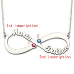 Collar Infinito de Amor con 2 Nombres y Piedras de Nacimiento