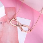 Collier Symbole de l'Infini Personnalisé avec 2 Noms et Date Cadeau Anniversaire St Valentin pour Femme Petite Amie
