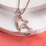 Personalised Mother's Intertwined Hearts Necklace with Children Names & Birthstones