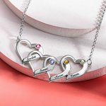 Personalised Mother's Intertwined Hearts Necklace with Children Names & Birthstones