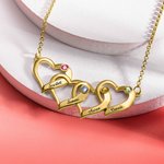 Personalised Mother's Intertwined Hearts Necklace with Children Names & Birthstones