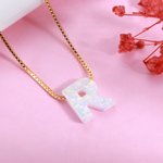 Collier avec Lettre Personnalisé Collier Initial en Opale Naturelle Cadeau Anniversaire Fête des Mères pour Femme