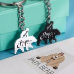 Porte-clés d'Ours Papa Bébé Personnalisé avec Nom de l'Enfant Cadeau Anniversaire Fête des Pères pour Papa et Mari