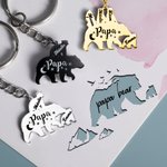 Porte-clés d'Ours Papa Bébé Personnalisé avec Nom de l'Enfant Cadeau Anniversaire Fête des Pères pour Papa et Mari