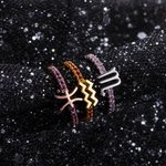Personalizado Piedra de Nacimiento Signo de Constelación del Zodíaco Anillo de Plata de Ley Regalo de Cumpleaños para Mujer