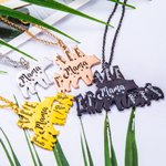 Collier Personnalisé pour Maman avec Gravure sur Ours Mères Enfants Cadeau Fête des Mères à Thème Amour Maternel