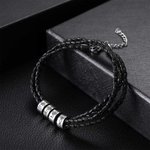 Pulsera de cuero trenzado con cuentas de nombre personalizadas