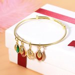 Bracelet de Feuilles Personnalisé avec Pierres de Naissance et Initiales Cadeau d'Anniversaire Fête des Mères pour Maman