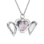 Personalised Picture Locket Angel Wings Heart Necklace