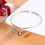 Bracelet de Feuilles Personnalisé avec Pierres de Naissance et Initiales Cadeau d'Anniversaire Fête des Mères pour Maman