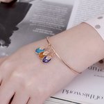 Bracelet de Feuilles Personnalisé avec Pierres de Naissance et Initiales Cadeau d'Anniversaire Fête des Mères pour Maman