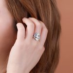 Bague avec 1-4 Pieds Personnalisée de Noms Gravés Cadeau Anniversaire Fête pour Maman Grand-Mère