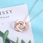 Collier avec Prénoms Personnalisés Gravés sur 2-5 Anneaux Russes et Dire 