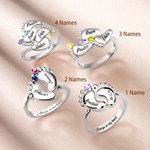 Bague avec 1-4 Pieds Personnalisée de Noms Gravés Cadeau Anniversaire Fête pour Maman Grand-Mère