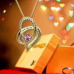 Custom Birthstone Heart I Love You To The Moon and Back Necklace