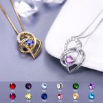 Custom Birthstone Heart I Love You To The Moon and Back Necklace