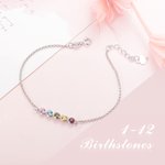 Personalized 1 to 12 Birthstones Sterling Silver Bracelet Family Jewelry Birthday Mother's Day Gift for Women