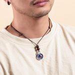 Collier pendentif Univers rond Voie lactée fait main avec initiales | Callie