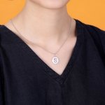 Pendentif Personnalisé avec Initiale Collier en Cercle Cadeau d'Anniversaire pour Femme
