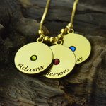 Mutter's Disc und Geburtsstein Charm Name Halskette | Callie