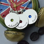Mutter's Disc und Geburtsstein Charm Name Halskette | Callie