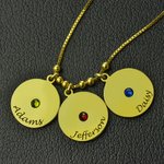 Mutter's Disc und Geburtsstein Charm Name Halskette | Callie