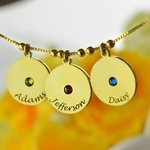 Mutter's Disc und Geburtsstein Charm Name Halskette | Callie