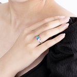Anillo de Promesa Personalizado con Doble Corazón y Piedra de Nacimiento con Texto Grabado Regalo de San Valentín para Ella