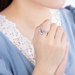 Bague de Relation en Forme de Coeur Personnalisée avec Double Nom et Pierres de Naissance Cadeau d'Anniversaire de Fête des Mères pour Elle