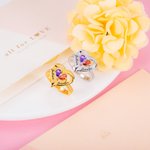 Bague de Relation en Forme de Coeur Personnalisée avec Double Nom et Pierres de Naissance Cadeau d'Anniversaire de Fête des Mères pour Elle