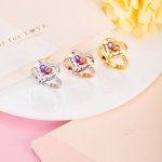Bague de Relation en Forme de Coeur Personnalisée avec Double Nom et Pierres de Naissance Cadeau d'Anniversaire de Fête des Mères pour Elle