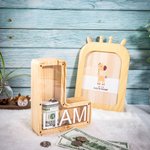 Gepersonaliseerd houten letter spaarvarken initiële munt spaarpot met naam Nieuwgeboren Keepsake Verjaardag Kerstmis voor kinderen