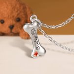 Personalisierte Sterling Silber Knochen-Halskette mit 1-8 Geburtssteinen und Namen Gravur Hunde Haustier Motiv Schmuck Geschenk für Tierliebhaber