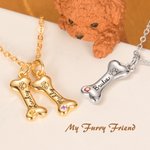 Personalisierte Sterling Silber Knochen-Halskette mit 1-8 Geburtssteinen und Namen Gravur Hunde Haustier Motiv Schmuck Geschenk für Tierliebhaber