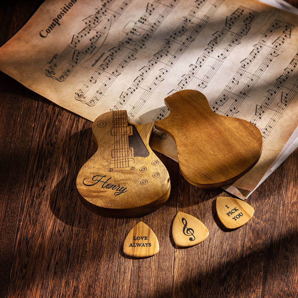 Médiators personnalisés en bois pour guitare, basse et ukulélé