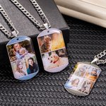 Gepersonaliseerde 1-4 foto's Collage Dog Tag ketting met tekst Verjaardag Valentijnsdag Vaderdag geschenk voor mannen