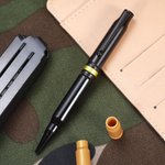 Personalized Yellow Red Blue Line Engraved 308 Bullet Shaped Ballpoint Pen with Clip Ink Refill Gift for Policeman Military Legal Officer
