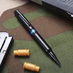 Personalized Yellow Red Blue Line Engraved 308 Bullet Shaped Ballpoint Pen with Clip Ink Refill Gift for Policeman Military Legal Officer