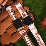 Bracelet Apple Watch en Cuir de Baseball/Football avec Gravure