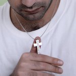 Engraved Cross Football Number Necklace