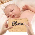 Panneau d'Annonce de Bébé en Bois avec Prénom Personnalisé