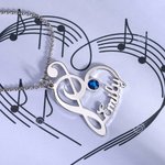 Collana con nome di nota musicale con pietra di nascita